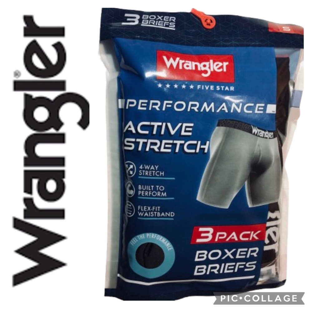 NEW WRANGLER Boxer Briefs Men's Underwear, 3-Pack, Small, 28” - 30”